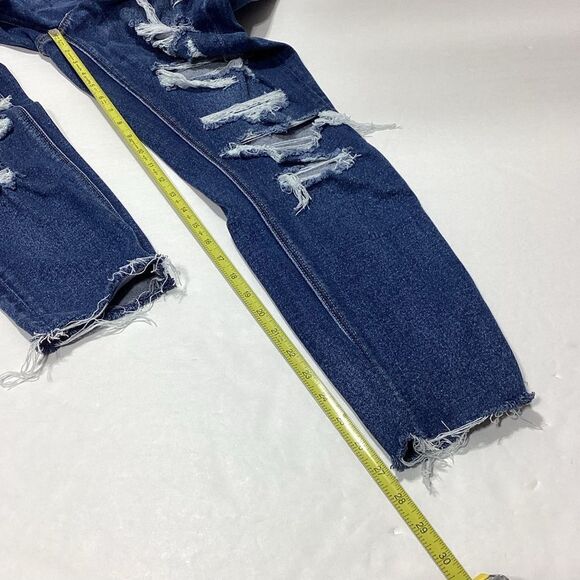 American Eagle Mom Jeans Stretch Distressed Size 0 Raw Hem - Picture 14 of 14
